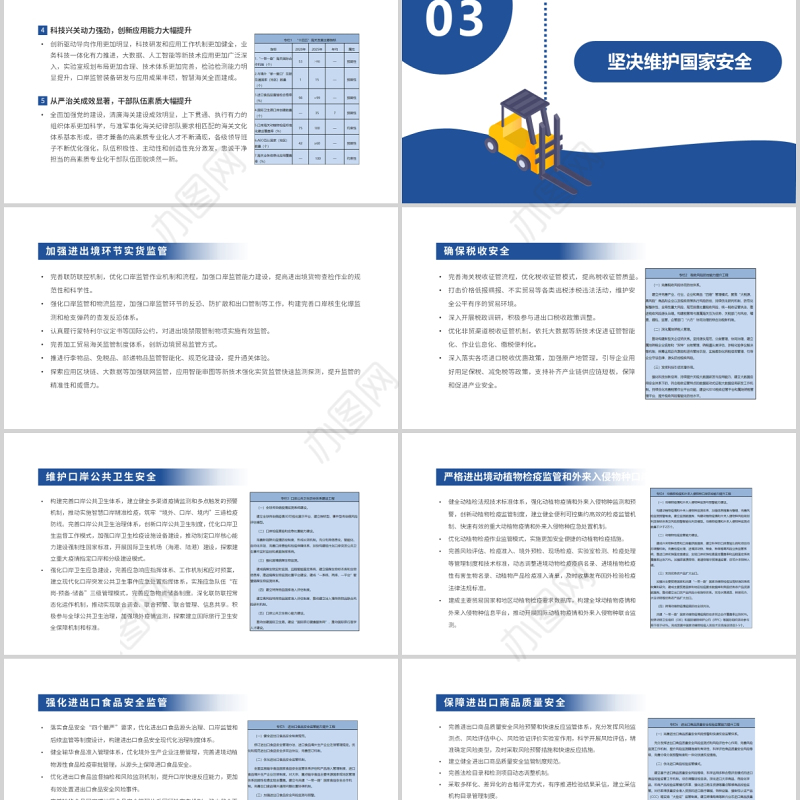 2021“十四五”海关发展规划边防检查会议报告蓝色插画商业PPT模板
