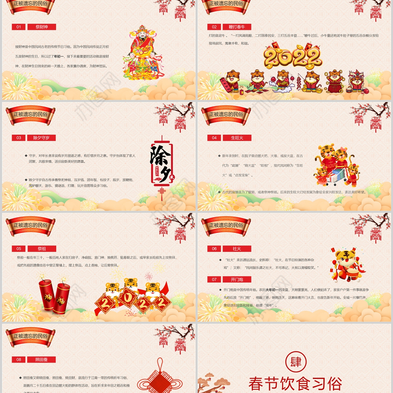 春节习俗知识PPT2022虎年春节习俗知识教育主题班会课件
