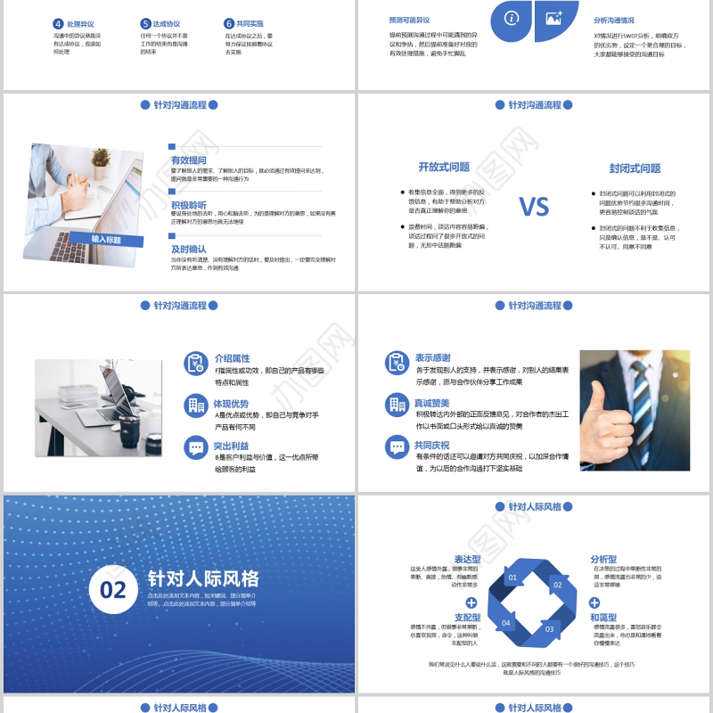 2021企业员工有针对性的高效沟通术培训蓝色大气商务PPT