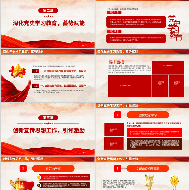 国企2022年党建工作总结PPT红色党建风各基层党支部开展工作总结汇报主题教育专题党课课件