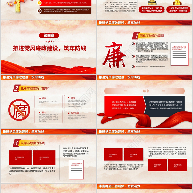 国企2022年党建工作总结PPT红色党建风各基层党支部开展工作总结汇报主题教育专题党课课件