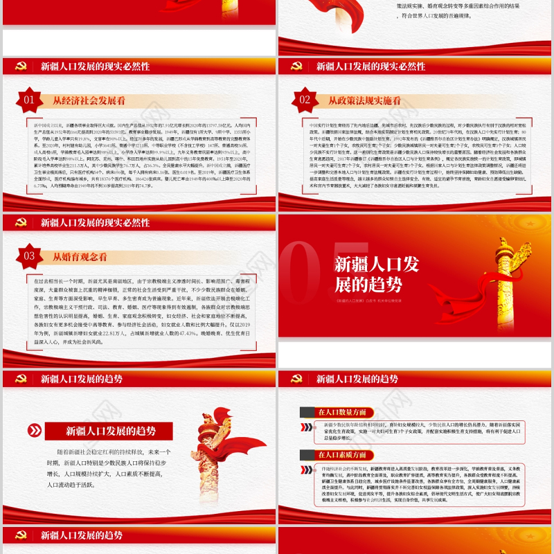 2021新疆的人口发展白皮书PPT红色党建风党的治疆方略新疆人口发展历史及发展趋势党课课件