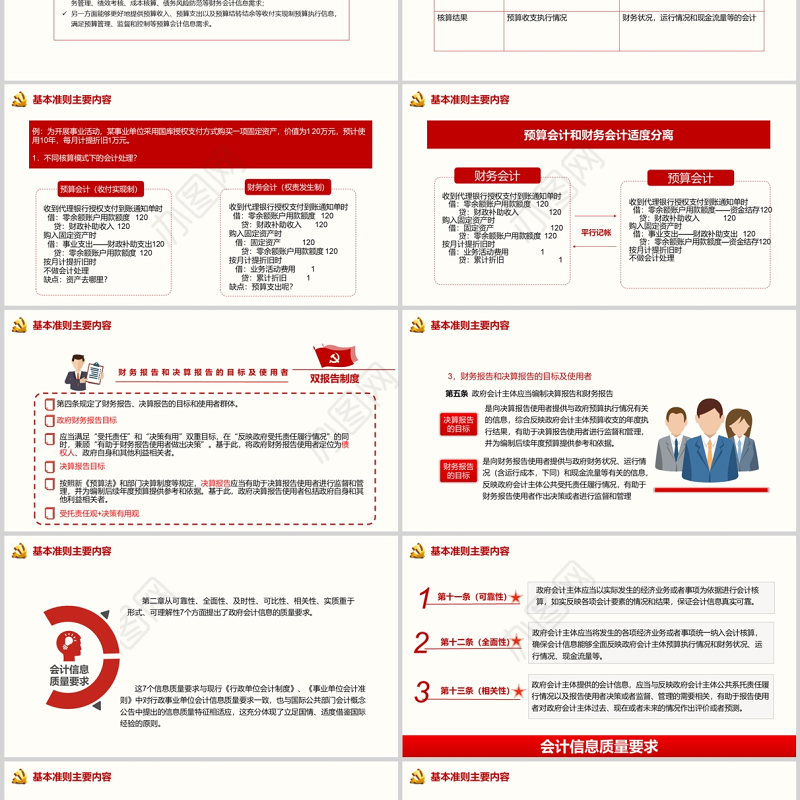 政府会计制度会计准则ppt红色极简风专题党课课件