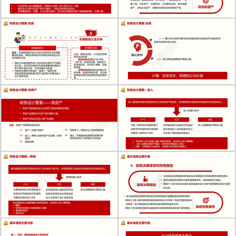 政府会计制度会计准则ppt红色极简风专题党课课件