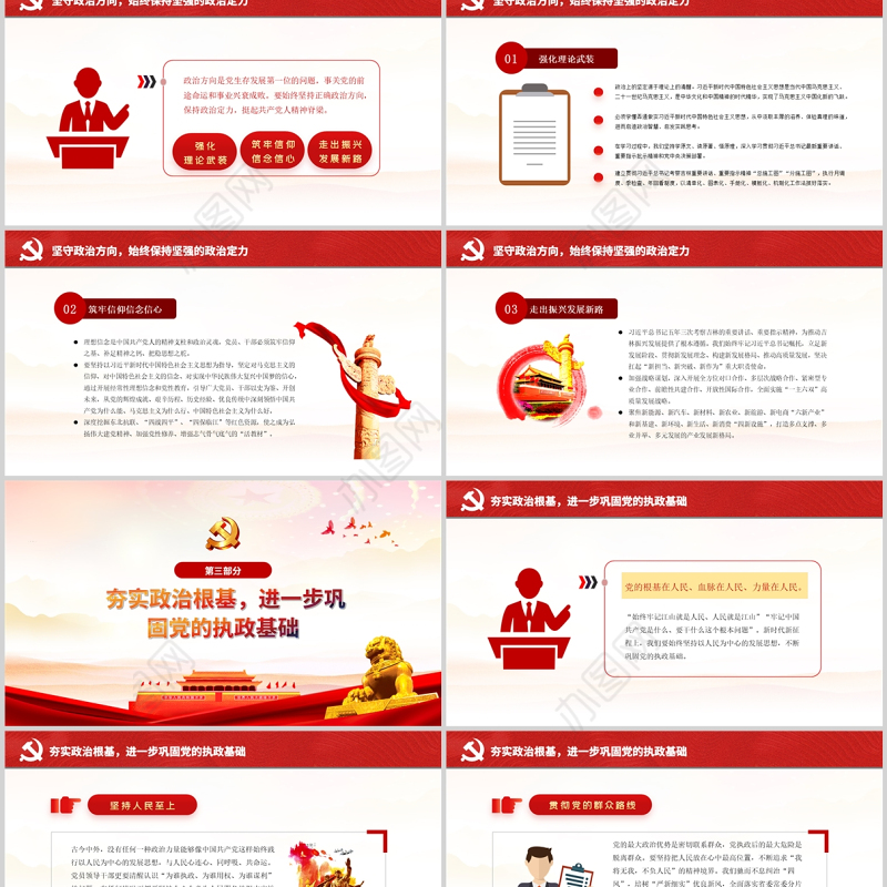 在新时代新征程全面加强党的政治建设PPT红色精品党支部党员党课学习培训课件