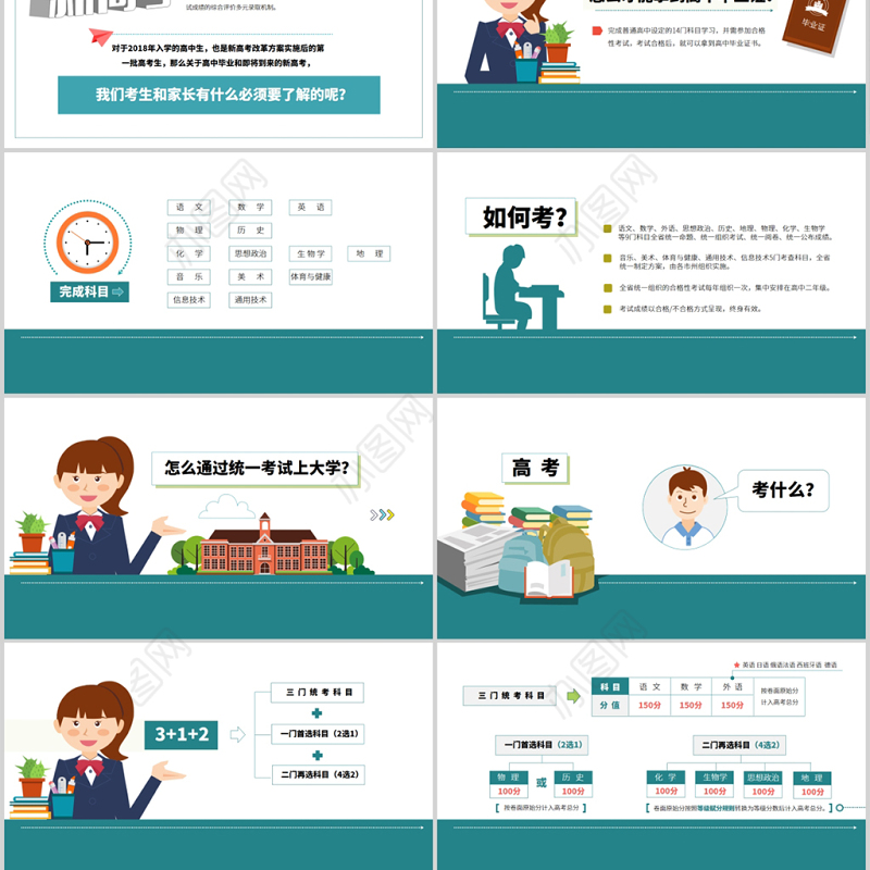 2020年清新风高中生新高考政策解读分析PPT