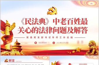 2021民法典亮点解读老百姓最关心的法律问题党政法律法规党课ppt模板