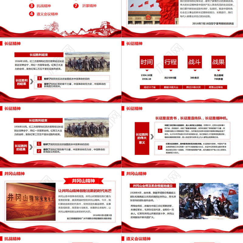 革命战争年代的红色精神微党课PPT模板