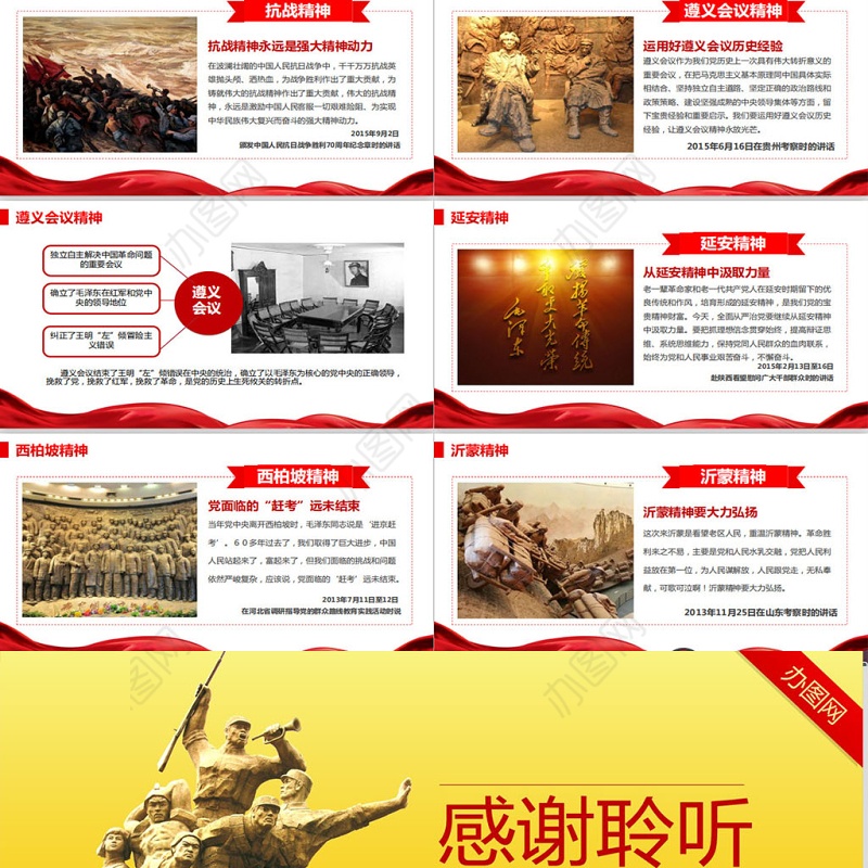 革命战争年代的红色精神微党课PPT模板