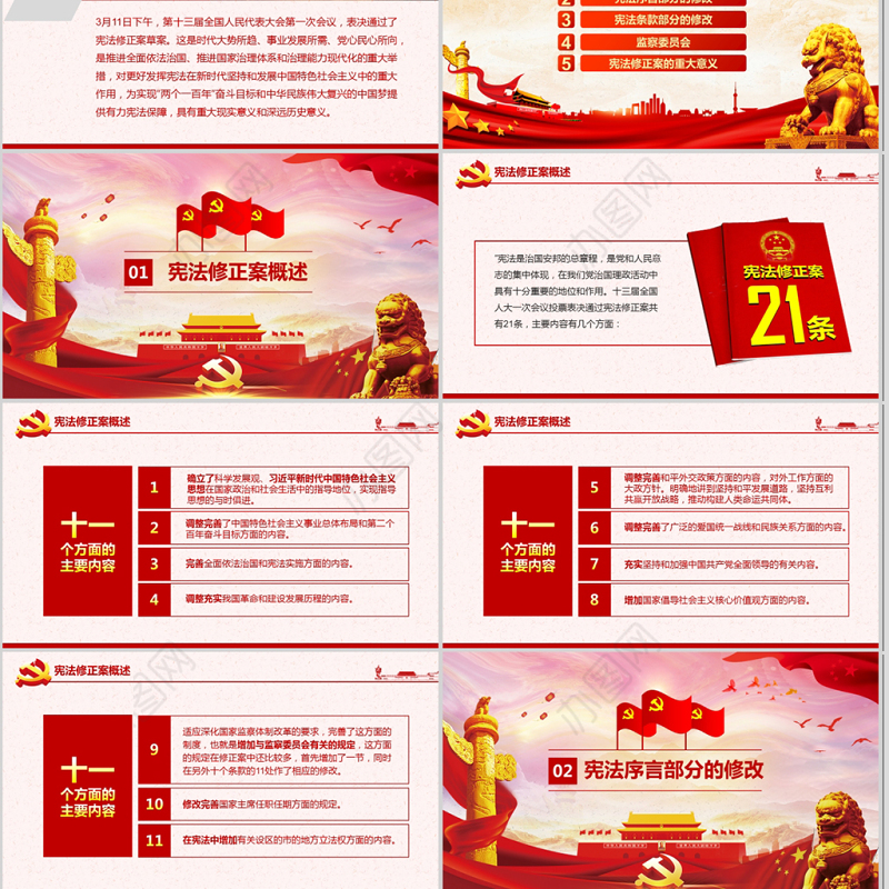 2019中国人民共和国宪法修正PPT模板