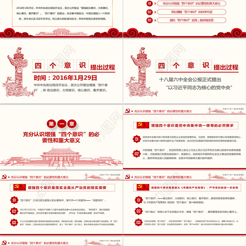 增强四个意识争做合格党员PPT模板