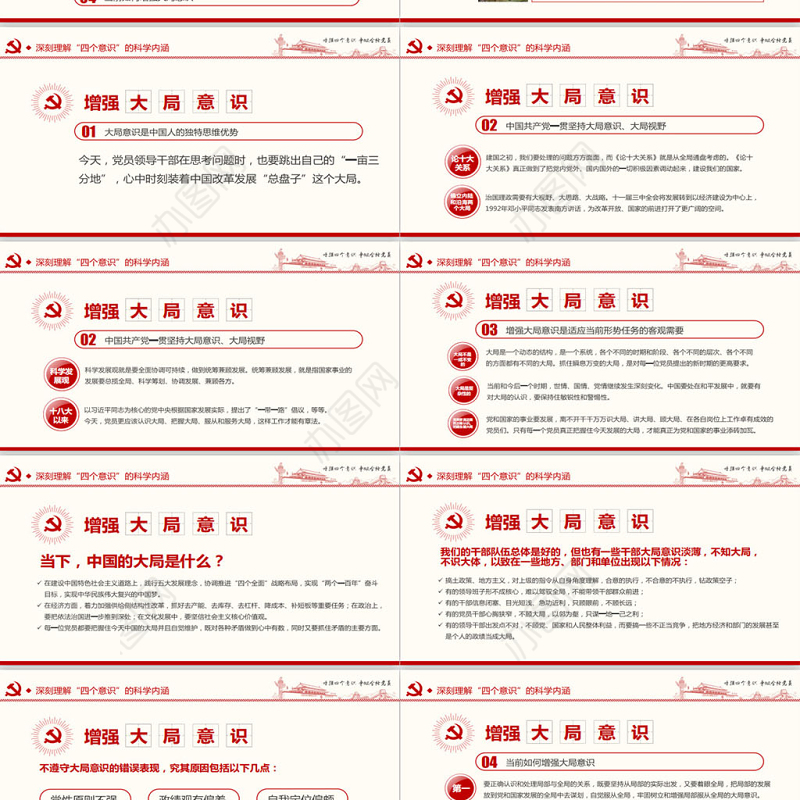 增强四个意识争做合格党员PPT模板