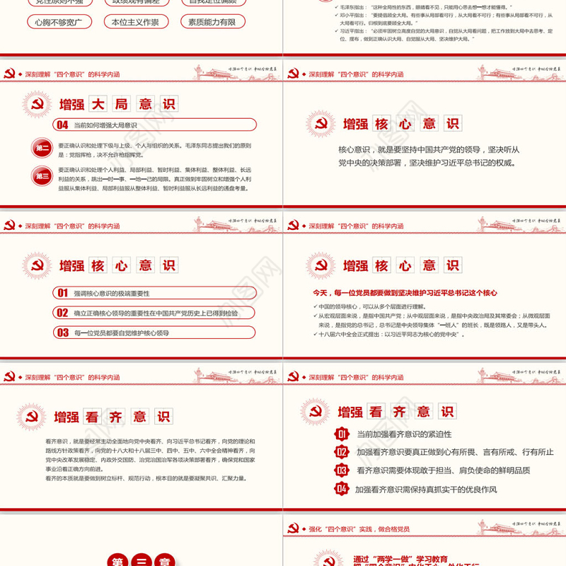 增强四个意识争做合格党员PPT模板