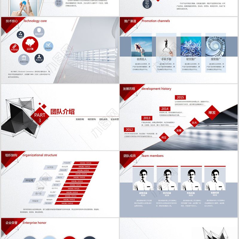 2017红色创意实用商业计划书ppt模板幻灯片