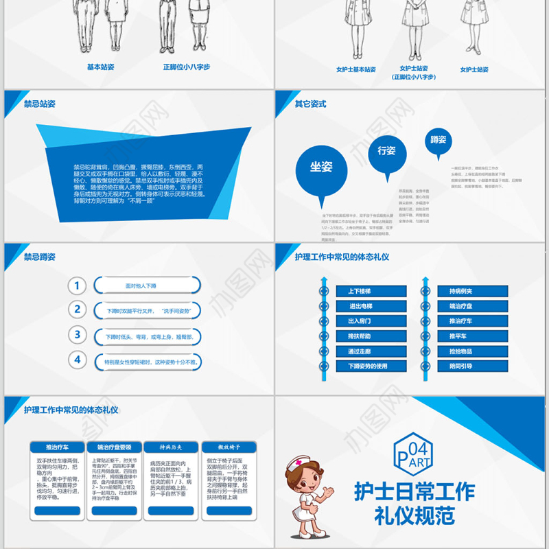 医院医学医疗护士病人护理礼仪培训PPT模板