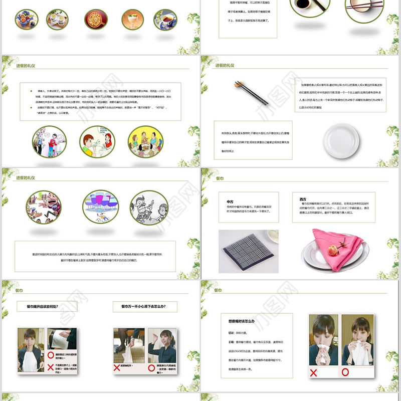 框架完整全面实用中西餐桌礼仪知识培训PPT模板