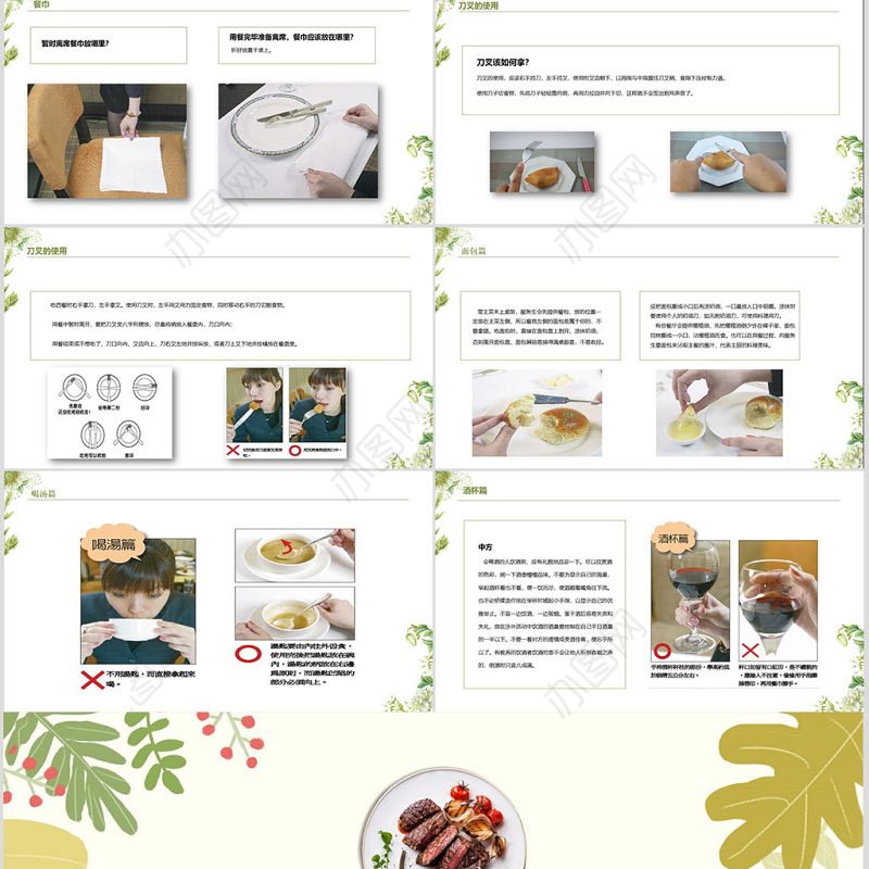 框架完整全面实用中西餐桌礼仪知识培训PPT模板