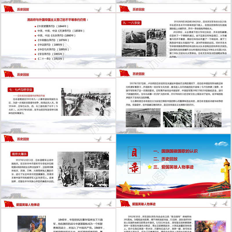 内容完整爱国主义教育PPT模板下载
