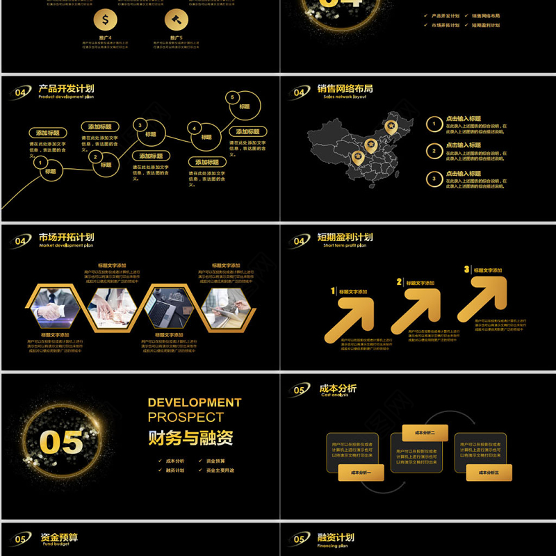 黑金色高端商务企业融资招商项目商业计划书创业计划书PPT模板
