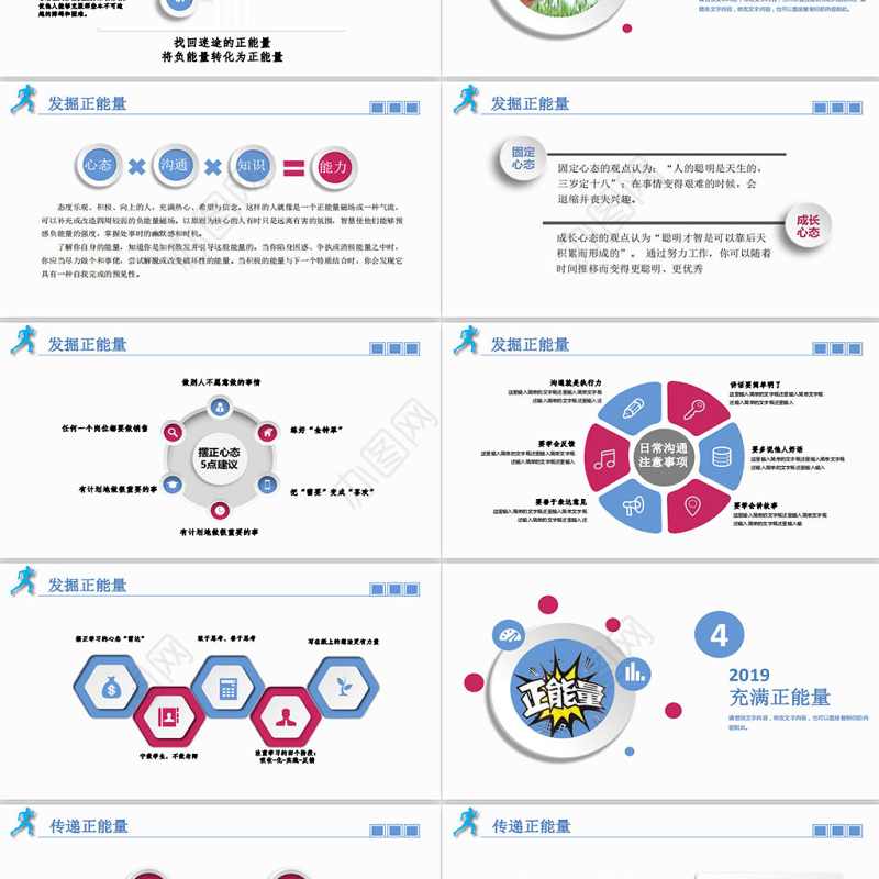 蓝色微粒体商务简洁唤醒正能量员工培训PPT模版