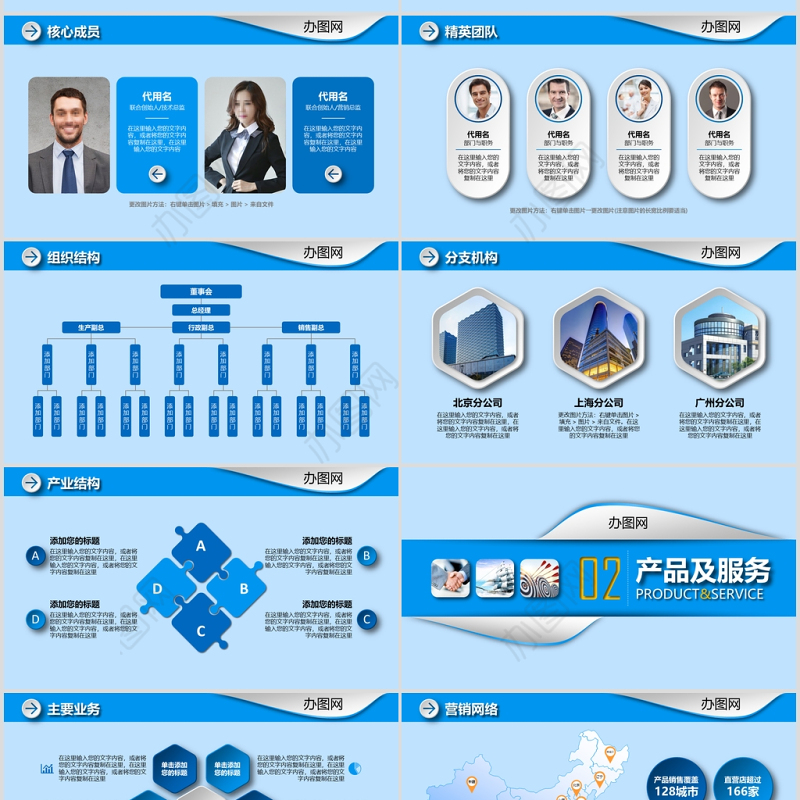 2020蓝色企业宣传企业文化PPT模板