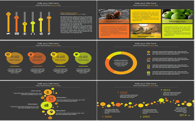 橙色扁平化图表合集PPT模板