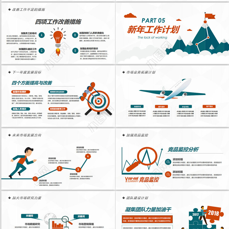 2021市场部工作总结PPT汇报计划年终总结模板