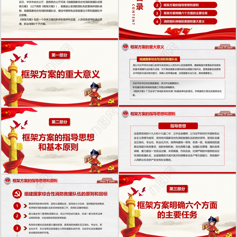 原创组建国家综合性消防救援队伍框架方案消防部队改革PPT
