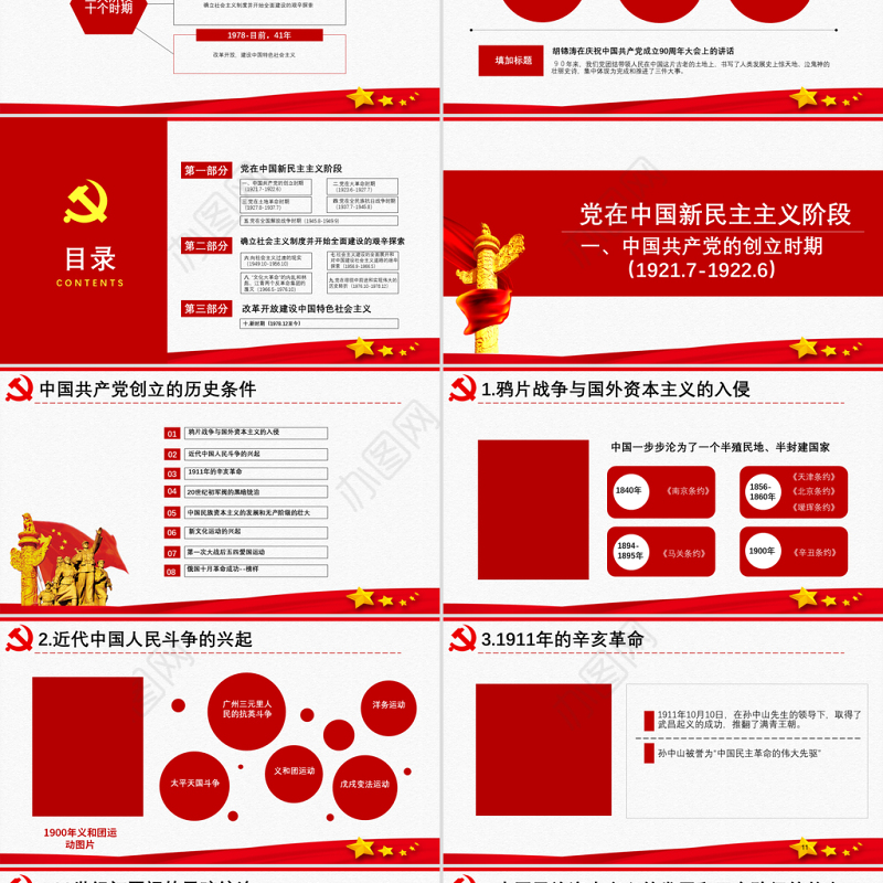 原创中国共产党党史建党100周年党课学习ppt-含讲稿