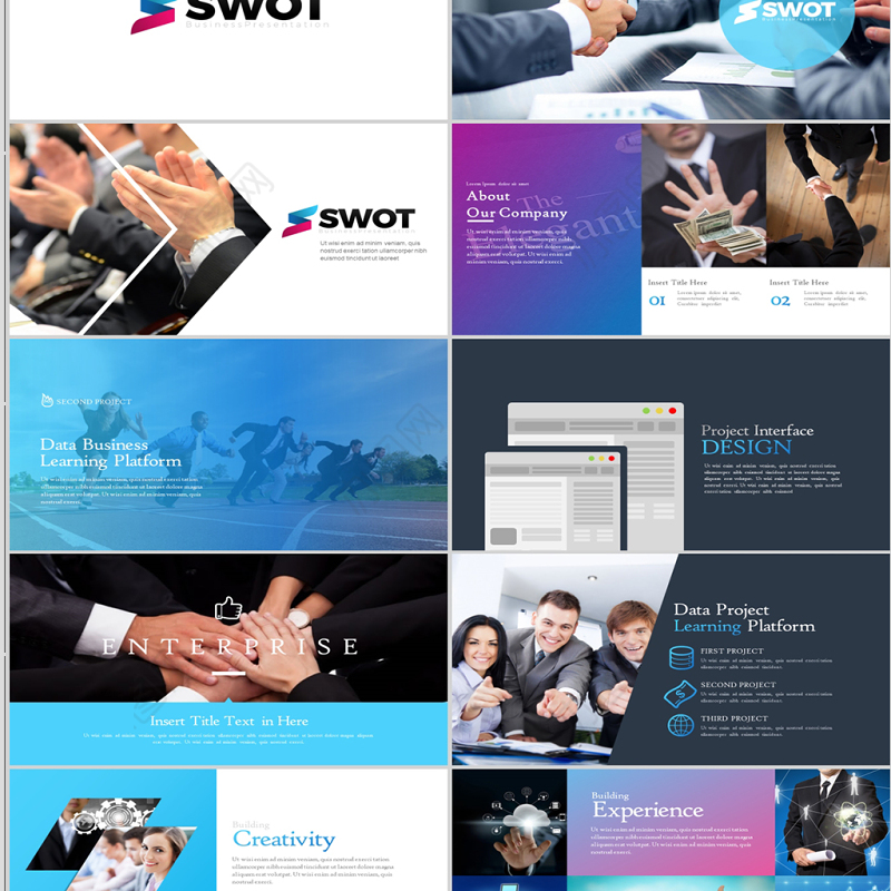 简约SWOT分析商务业务介绍ppt模板