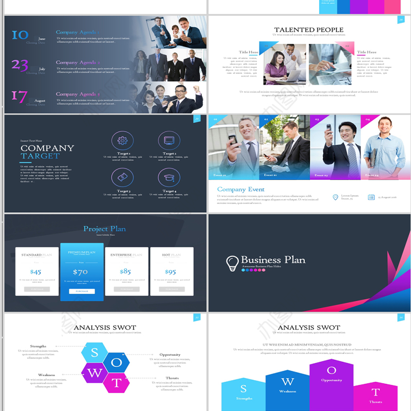 简约SWOT分析商务业务介绍ppt模板