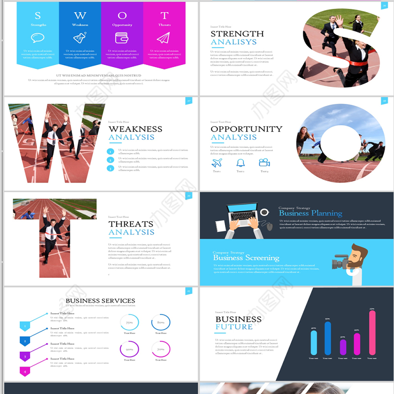 简约SWOT分析商务业务介绍ppt模板