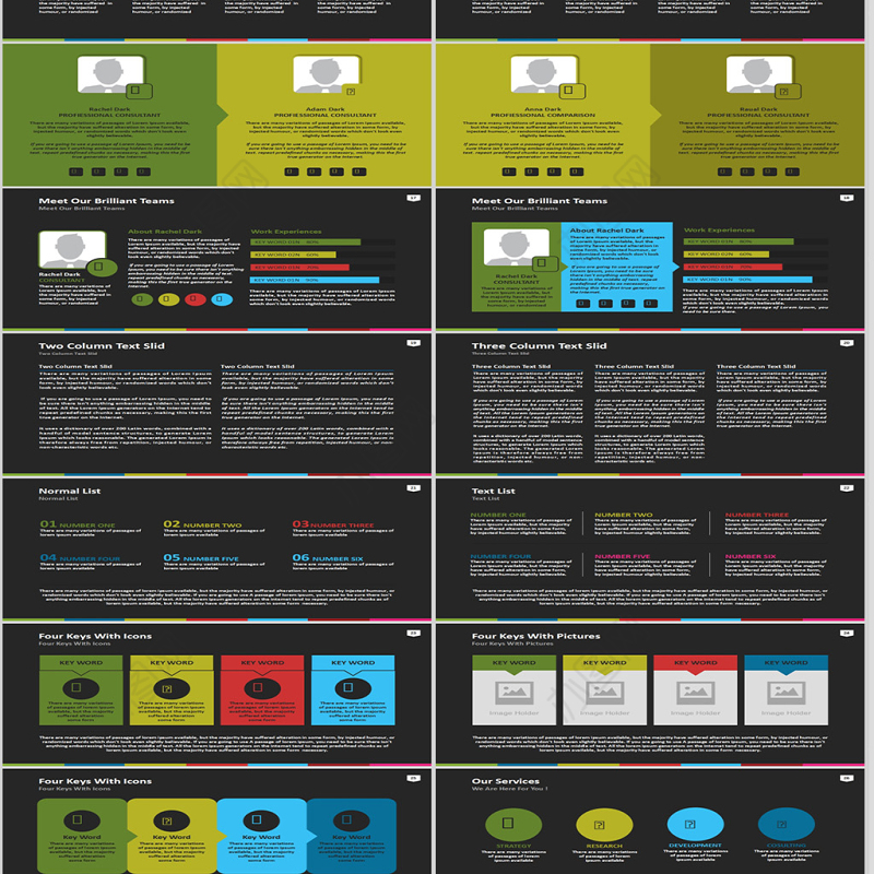 扁平化欧美图表PPT模板