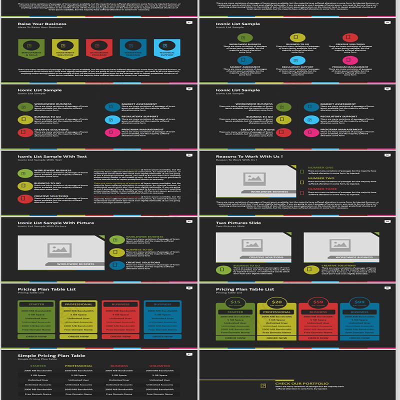 扁平化欧美图表PPT模板