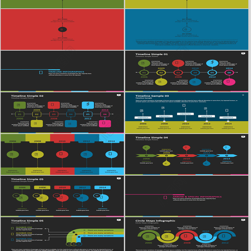 扁平化欧美图表PPT模板