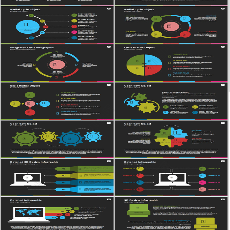 扁平化欧美图表PPT模板