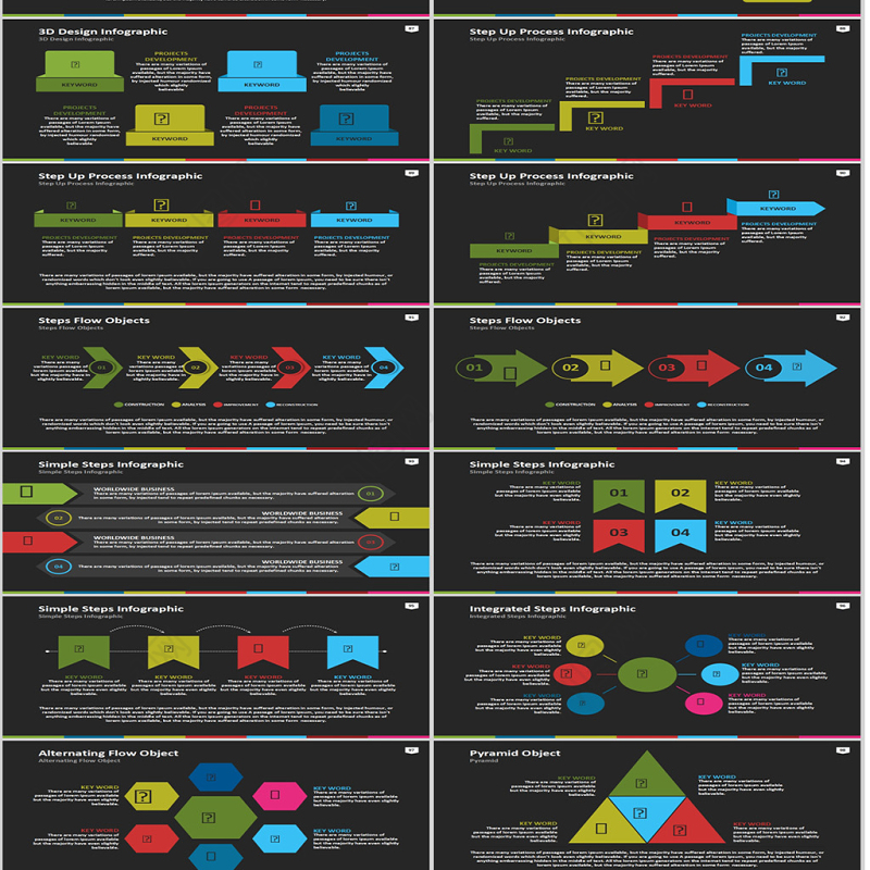 扁平化欧美图表PPT模板