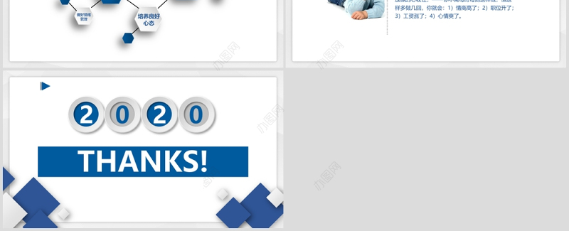 蓝色微粒体情绪管理ppt模板