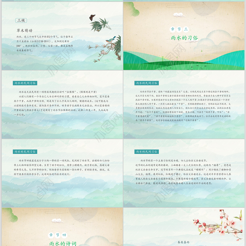 二十四节气之雨水主题动态PPT模板