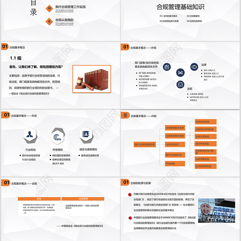 简洁大气银行合规内控管理PPT模板