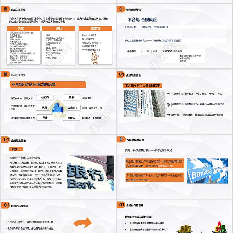 简洁大气银行合规内控管理PPT模板