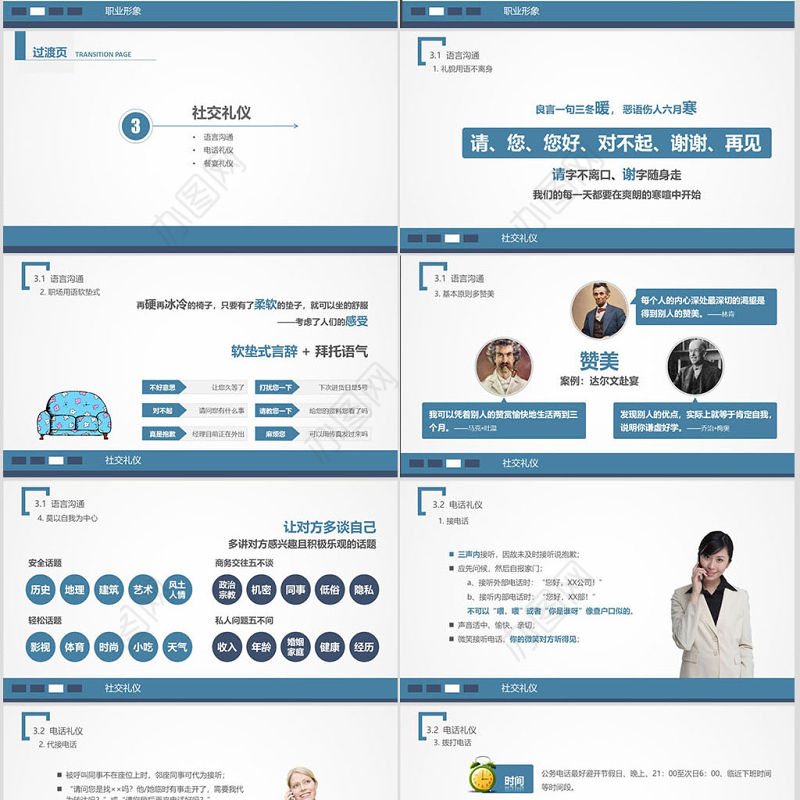 商务礼仪培训知识ppt模板幻灯片