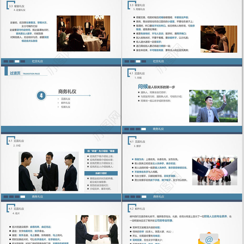 商务礼仪培训知识ppt模板幻灯片