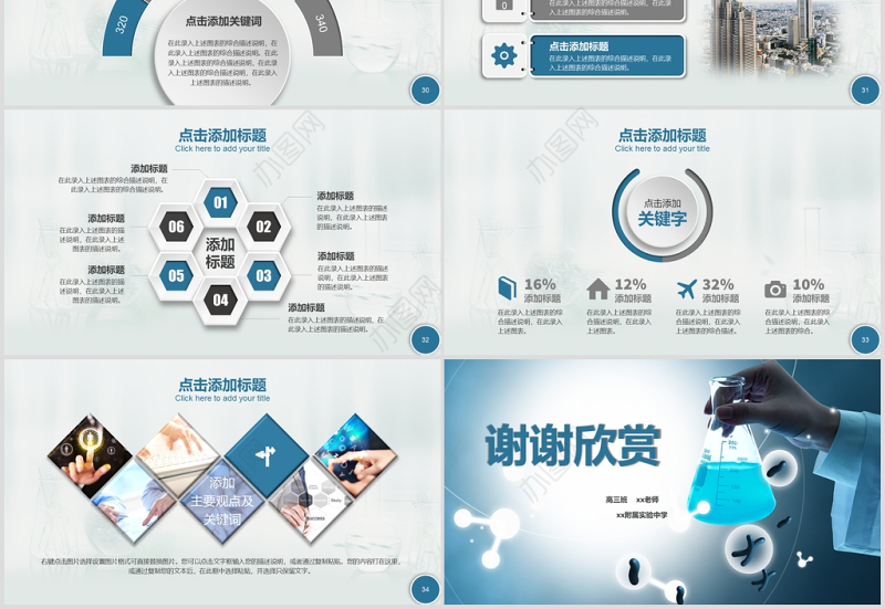 生物科学研究实验报告化学PPT模板幻灯片