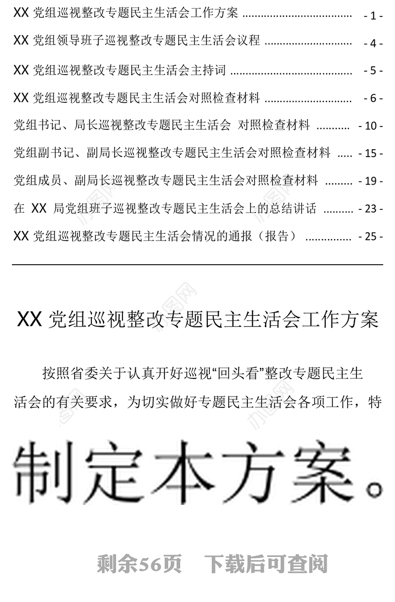 巡视巡察整改专题民主生活会材料汇编