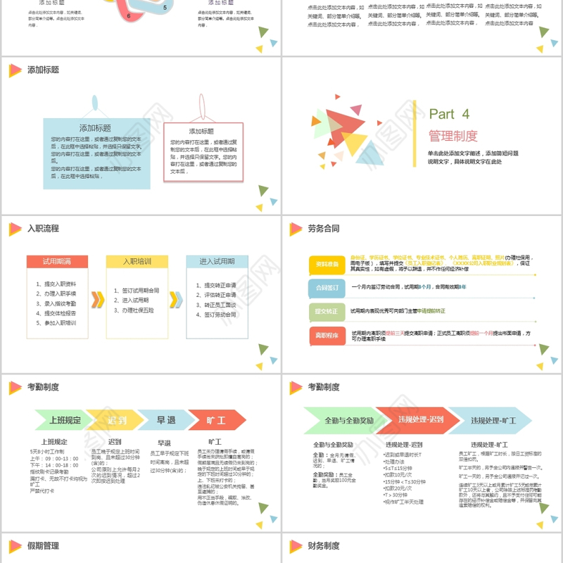 彩色内容完整新员工入职培训手册ppt模板