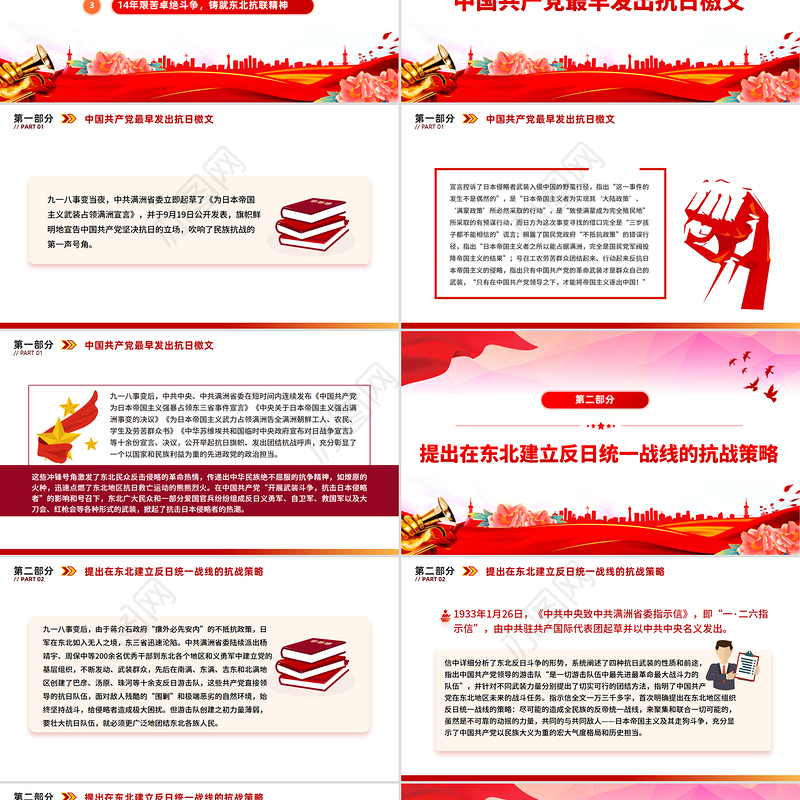 简洁大气中国共产党领导下的东北抗日斗争PPT党课课件