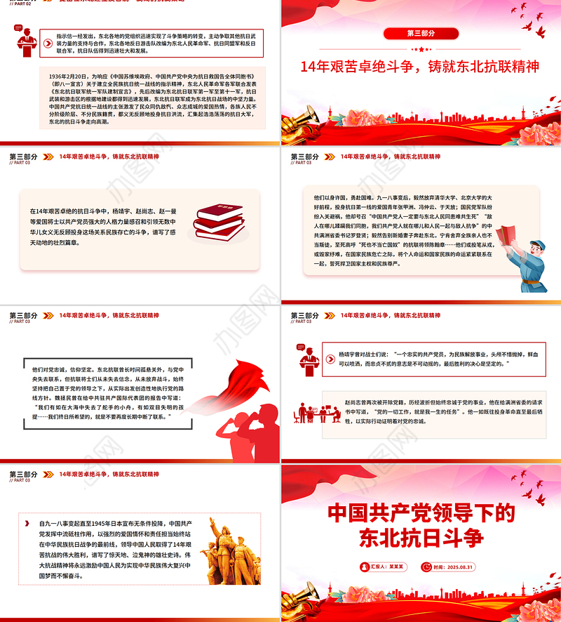 简洁大气中国共产党领导下的东北抗日斗争PPT党课课件