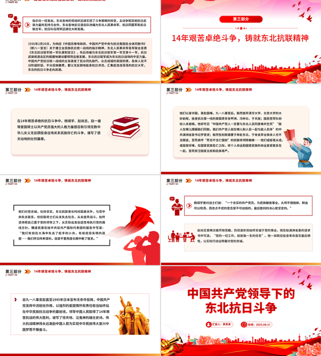 简洁大气中国共产党领导下的东北抗日斗争PPT党课课件