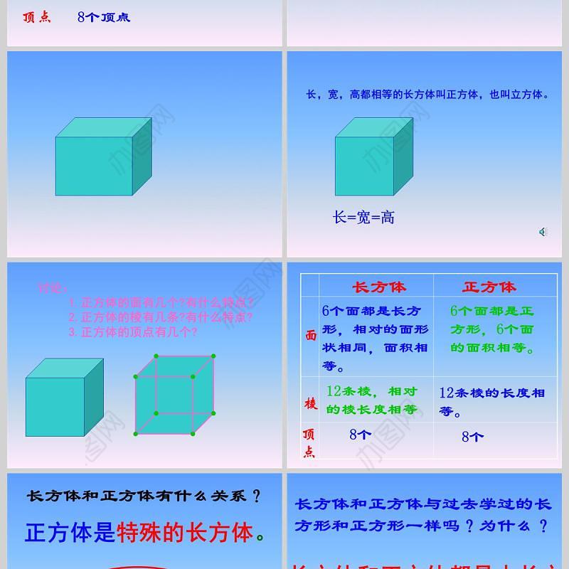  北师大版五年级数学课件下册长方体和正方体的认识PPT模板